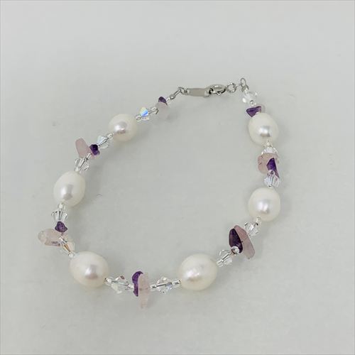 淡水パール・天然石ブレスレット 　BL-41