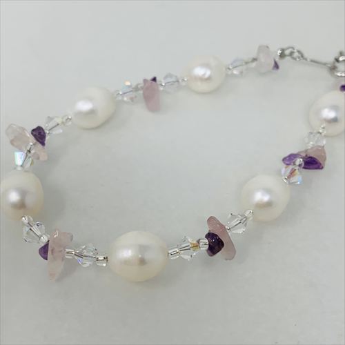 淡水パール・天然石ブレスレット 　BL-41